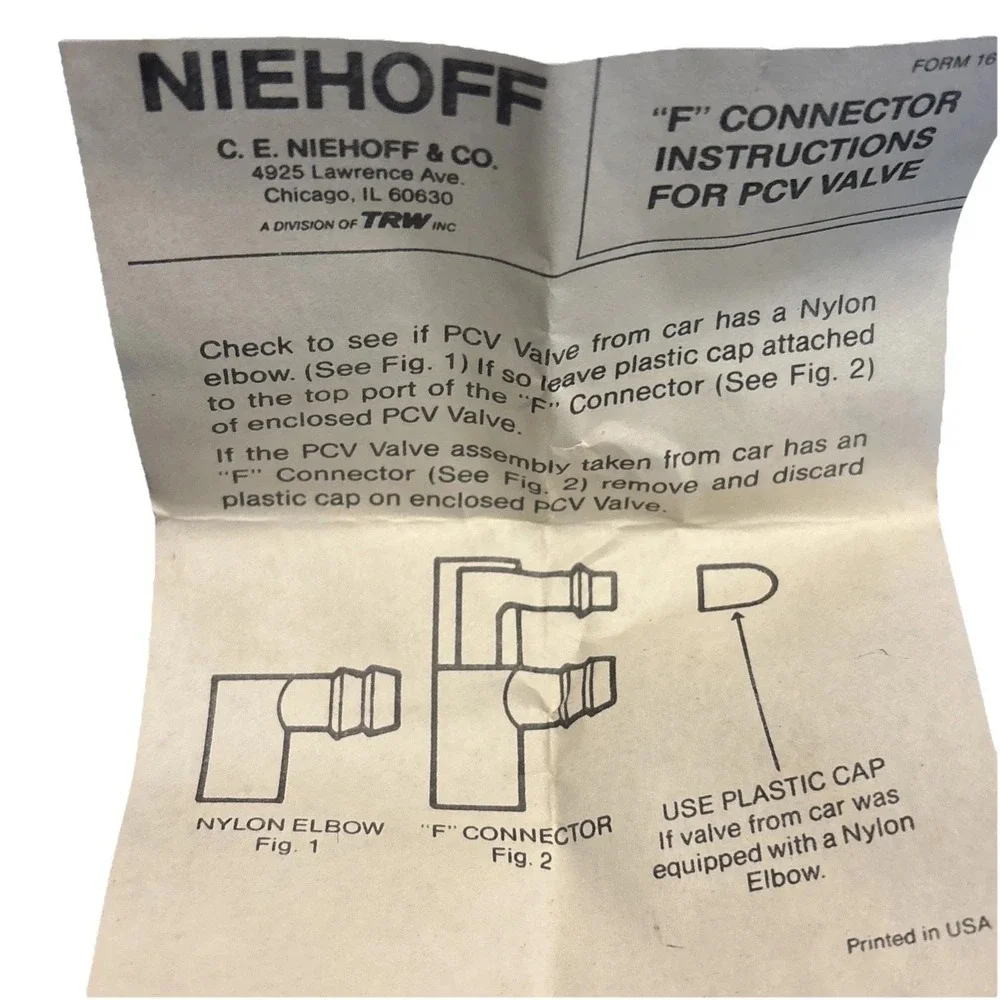 Genuine Niehoff Products Ignition Parts PV-720 PCV Valve. Made in the USA